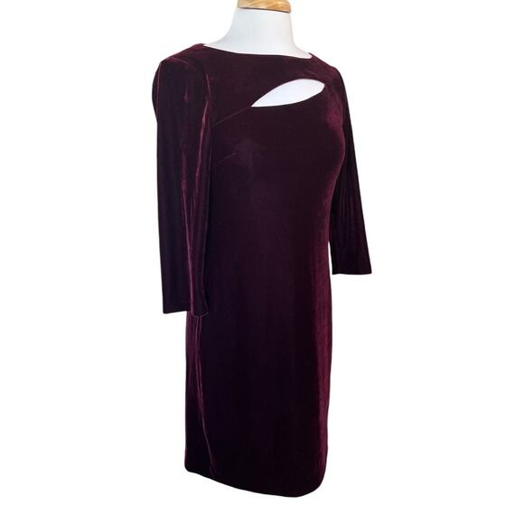 Donna Morgan Women's 4 Dress Burgundy Velvet Cut Out Party Night Out - Picture 2 of 7